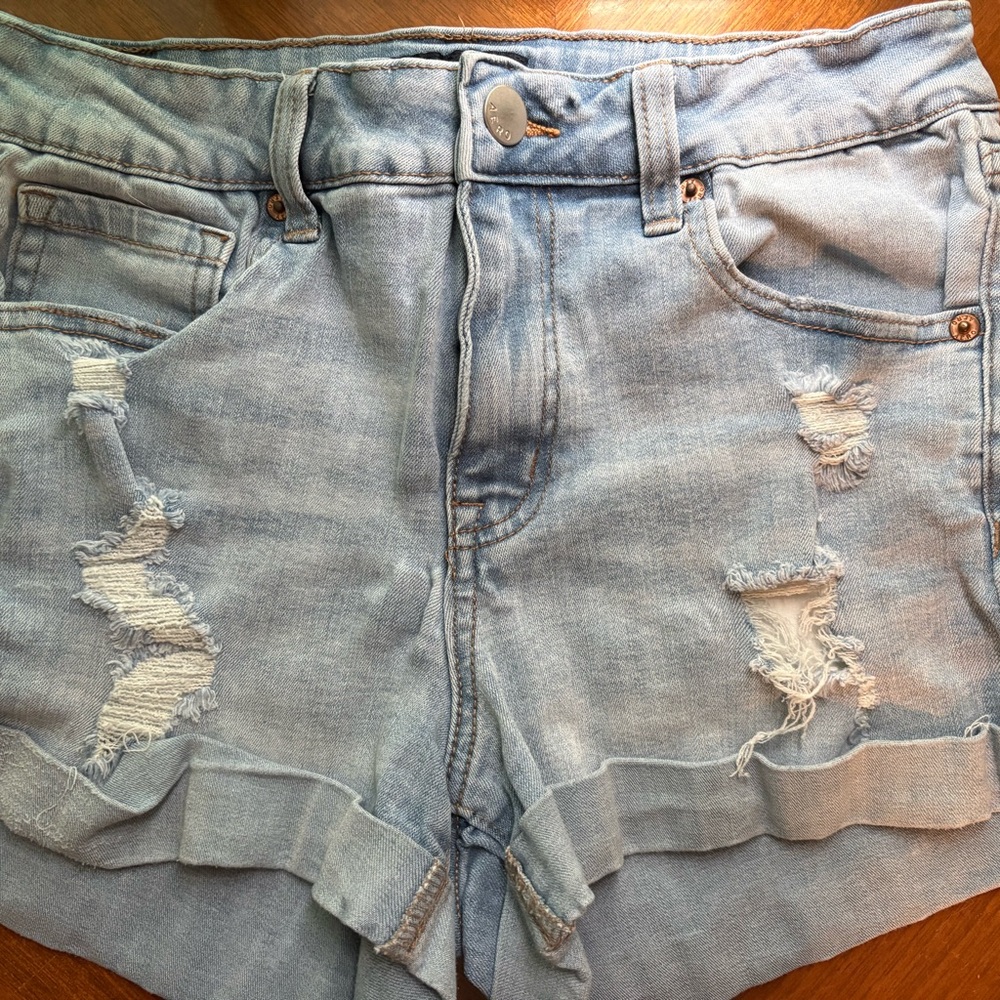 Aeropostale Light Blue Ripped Jean Shorts